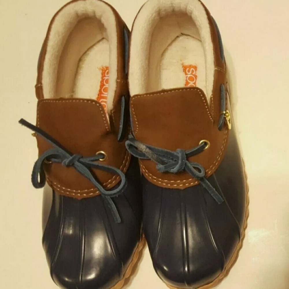 Sporto Pamela Duck rain, snow boots, casual Leather Women's Shoes- Navy Size: 7